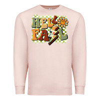 Pale Pink groovy hello fall Premium Sweatshirt - BarkalooDesign