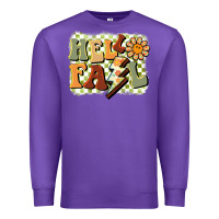 Purple groovy hello fall Premium Sweatshirt - BarkalooDesign