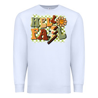 White groovy hello fall Premium Sweatshirt - BarkalooDesign