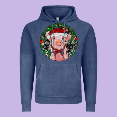 Sitting Pig Christmas Vintage Hoodie Designed By Ranaportraitstore