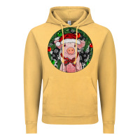 Vintage Mustard Sitting Pig Christmas Vintage Hoodie - RanaPortraitStore