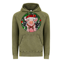 Vintage Olive Sitting Pig Christmas Vintage Hoodie - RanaPortraitStore