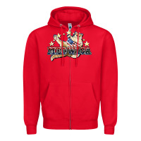Red meowica cat Zipper Hoodie - NancyCooperArtShop