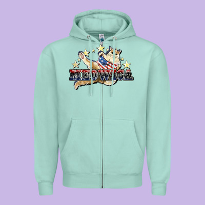Meowica Cat Zipper Hoodie Designed By Nancycooperartshop