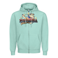 Seafoam meowica cat Zipper Hoodie - NancyCooperArtShop