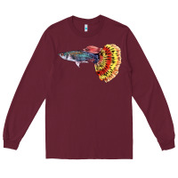 Burgundy Guppy Fish Long Sleeve Tee - LillyAllenDesigns