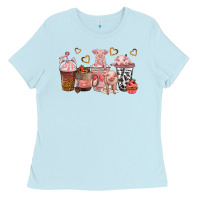 Baby Blue pigs coffee cups Ladies Tee - texasbilliewilder