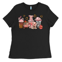 Black pigs coffee cups Ladies Tee - texasbilliewilder