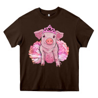 Chocolate Brown Balerina pig with tutu Heavy Core Tee - RanaPortraitStore