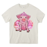 Cream Balerina pig with tutu Heavy Core Tee - RanaPortraitStore