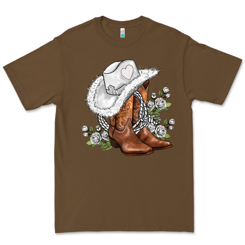 White  Cowgirl  And Roses Premium Tee by AdoDesignShop | Teevron