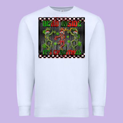 Dead Inside But It's Christmas Dancing Skeletons Premium Sweatshirt Designed By Barkaloodesign
