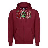 Burgundy joy with dog paw Zipper Hoodie - MaliasSmallBusiness