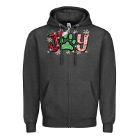 Charcoal Heather joy with dog paw Zipper Hoodie - MaliasSmallBusiness