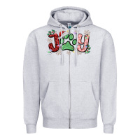 Heather Grey joy with dog paw Zipper Hoodie - MaliasSmallBusiness