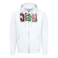White joy with dog paw Zipper Hoodie - MaliasSmallBusiness