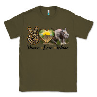 Army Green peace love rhino Classic Tee - LillyAllenDesigns