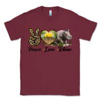 Burgundy peace love rhino Classic Tee - LillyAllenDesigns