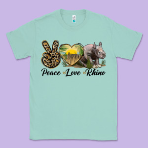 Peace Love Rhino Classic Tee Designed By Lillyallendesigns