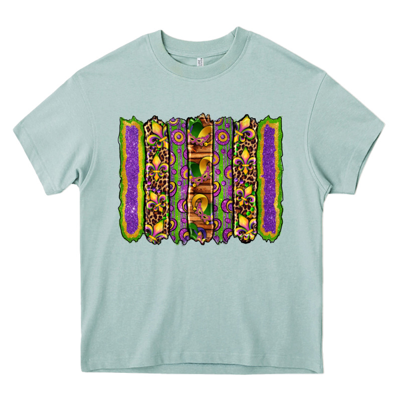 Mardi Gras Fleur De Lis Mask Leopard Glitter  Brushstrokes Heavy Core Tee by Artiststas | Teevron