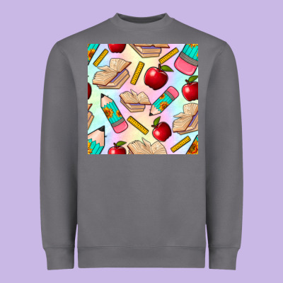 School Seamless Pattern Heavyweight Sweatshirt Designed By Bundleandbundleshop