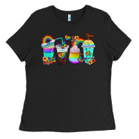 Black rainbow coffee cups Ladies Tee - texasbilliewilder