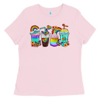 Rainbow Coffee Cups Ladies Tee | Teevron