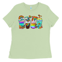 Matcha rainbow coffee cups Ladies Tee - texasbilliewilder
