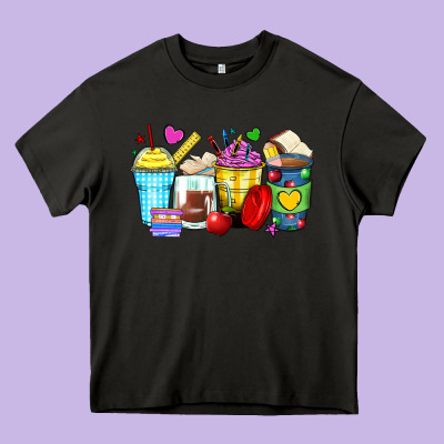 School Coffee Cups Heavy Core Tee Designed By Zillion Design Studio