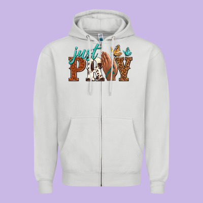 Just Pray Zipper Hoodie Designed By Nancycooperartshop