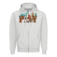 Dove Grey just pray Zipper Hoodie - NancyCooperArtShop