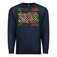 Navy dead inside but it's christmas dancing skeletons Premium Sweatshirt - BarkalooDesign