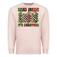 Pale Pink dead inside but it's christmas dancing skeletons Premium Sweatshirt - BarkalooDesign