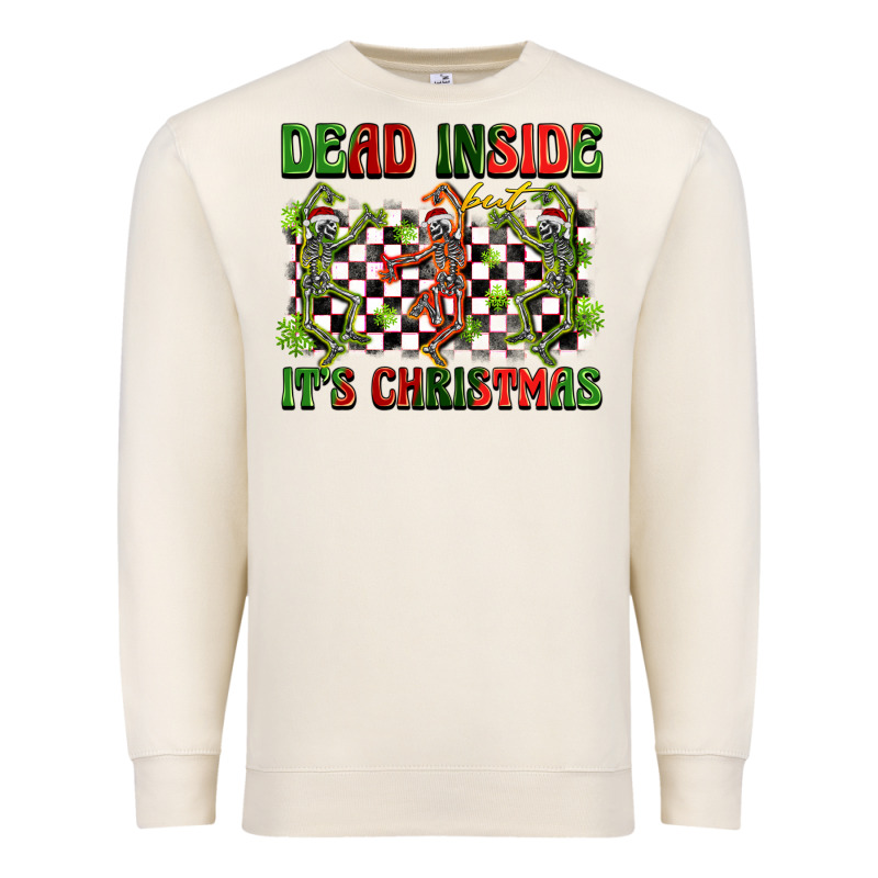 Dead Inside But It's Christmas Dancing Skeletons Premium Sweatshirt by BarkalooDesign | Teevron