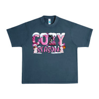 Midnight Navy pink cozy season with snowman ado Urban Heavy Tee - AdoDesignShop
