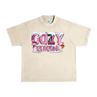 Sandshell pink cozy season with snowman ado Urban Heavy Tee - AdoDesignShop
