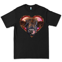 Black leopard heart highland calf Premium Tee - RanaPortraitStore