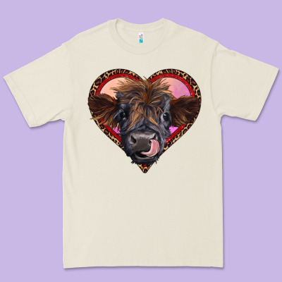 Leopard Heart Highland Calf Premium Tee Designed By Ranaportraitstore