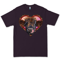 Plum leopard heart highland calf Premium Tee - RanaPortraitStore