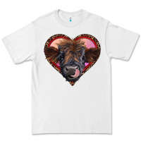 White leopard heart highland calf Premium Tee - RanaPortraitStore