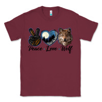 Burgundy peace love wolf head Classic Tee - LillyAllenDesigns