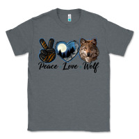 Charcoal Heather peace love wolf head Classic Tee - LillyAllenDesigns
