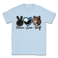 Dusty Blue peace love wolf head Classic Tee - LillyAllenDesigns