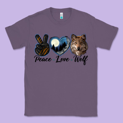 Peace Love Wolf Head Classic Tee Designed By Lillyallendesigns
