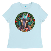 Baby Blue Dark Goat Christmas Ladies Tee - RanaPortraitStore