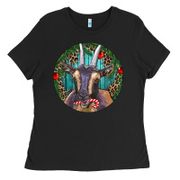 Black Dark Goat Christmas Ladies Tee - RanaPortraitStore