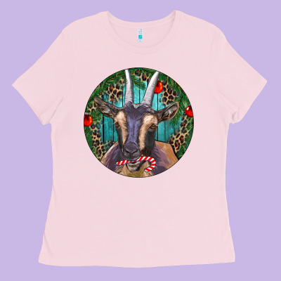 Ladies Tee Dark Goat Christmas