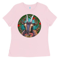 Bubblegum Pink Dark Goat Christmas Ladies Tee - RanaPortraitStore