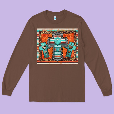 Turquoise Gemstone Crosses Long Sleeve Tee Designed By Jasminsmagicworld