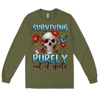 Army Green surviving purely out of spite Long Sleeve Tee - JahusDesignShop
